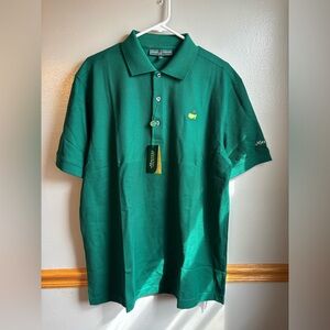 NWT Masters Collection Men Large Green 100% Pima Cotton Polo Shirt Augusta Golf